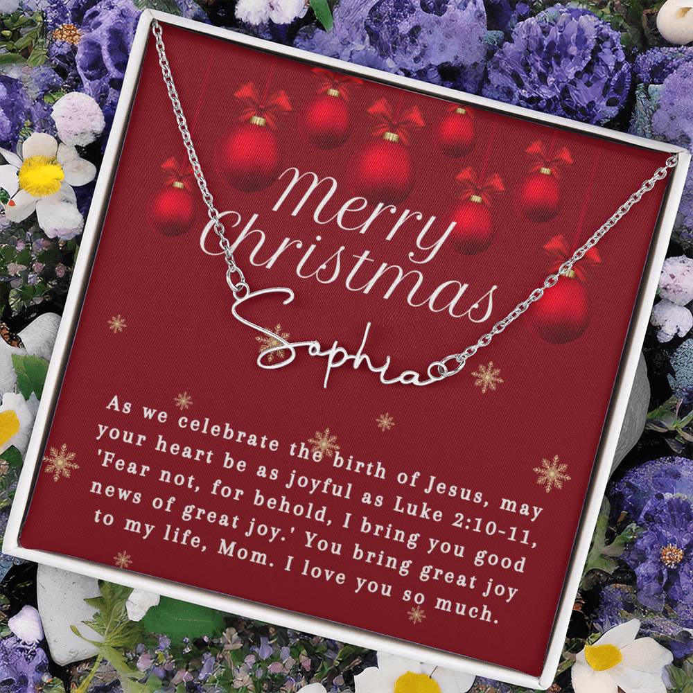 Personalised Name Necklace For Mom ~Luke 2:10-11~ (Signature Font)