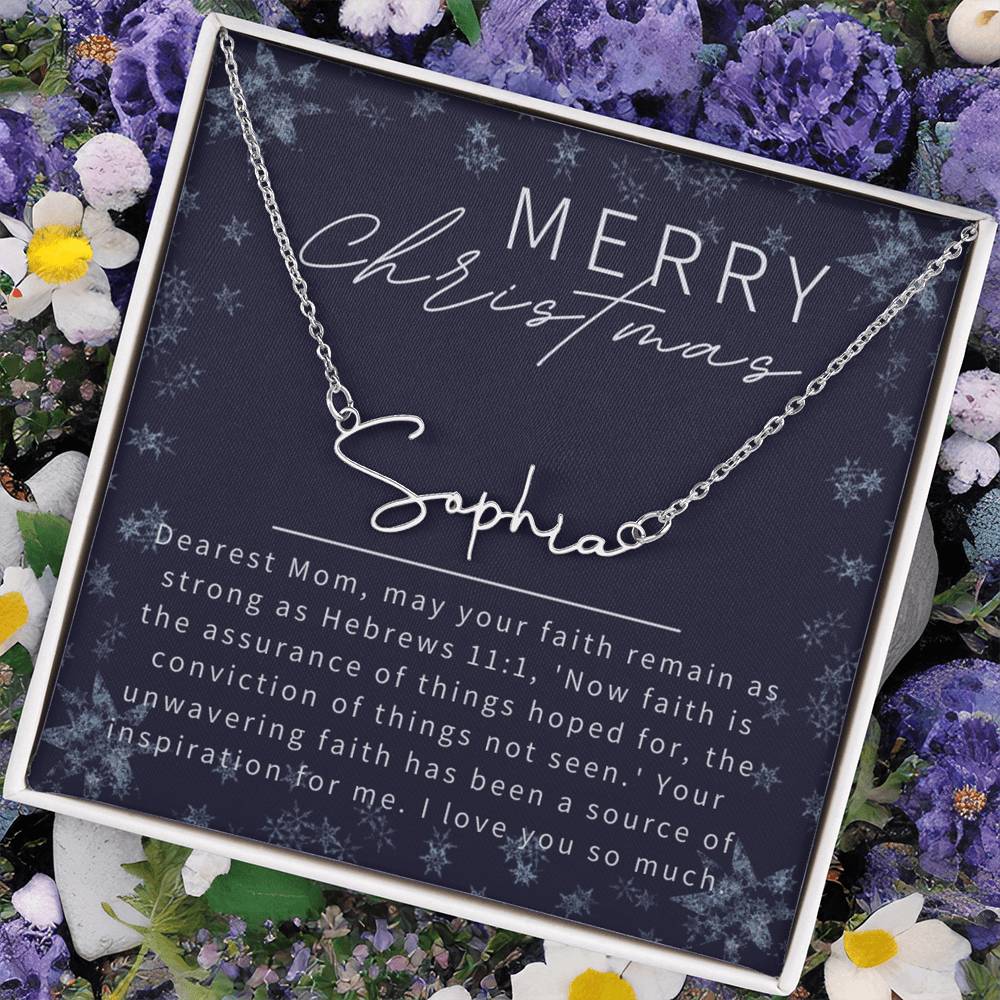 Personalised Name Necklace For Mom ~Hebrews 11:1~ (Signature Font)