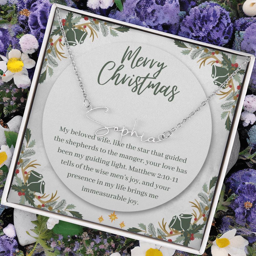 Personalised Name Necklace For Wife ~Matthew 2:10-11~ (Signature Font)
