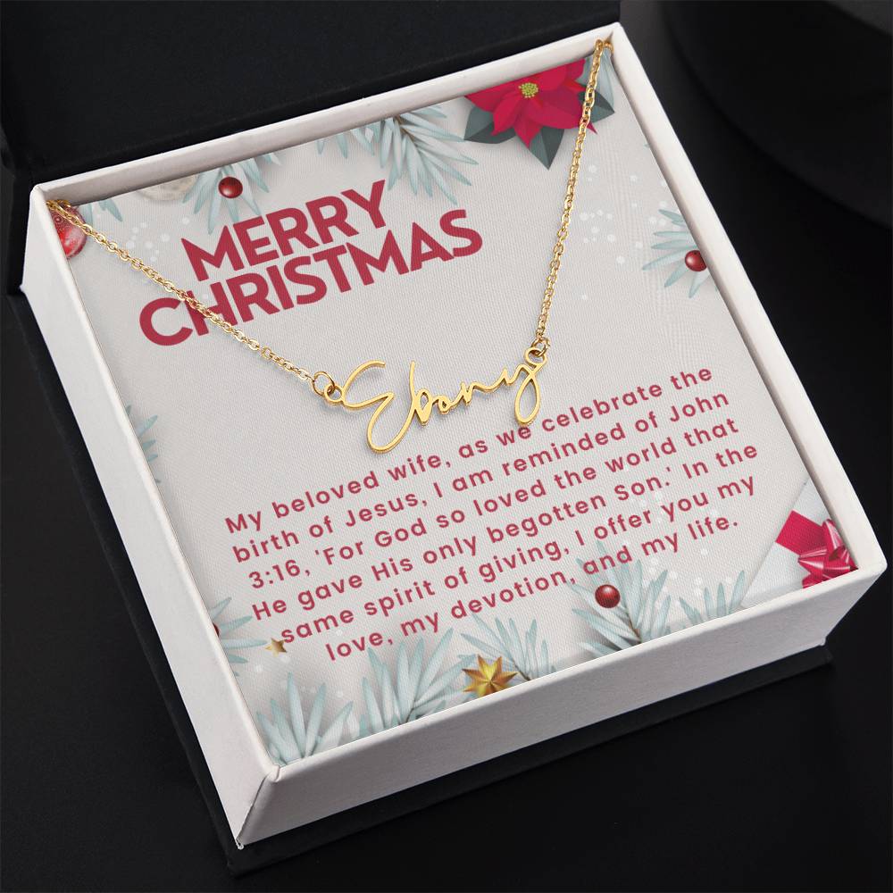 Personalised Name Necklace For Wife ~John 3:16~ (Signature Font)