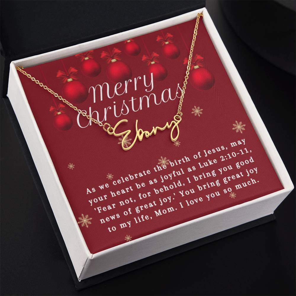 Personalised Name Necklace For Mom ~Luke 2:10-11~ (Signature Font)