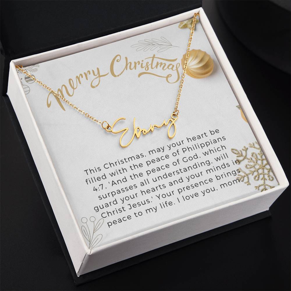 Personalised Name Necklace For Mom ~Philippians 4:7~ (Signature Font)