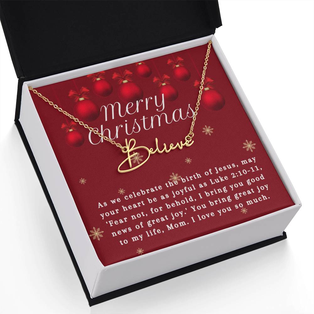 Personalised Name Necklace For Mom ~Luke 2:10-11~ (Signature Font)