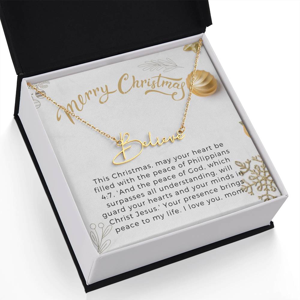 Personalised Name Necklace For Mom ~Philippians 4:7~ (Signature Font)