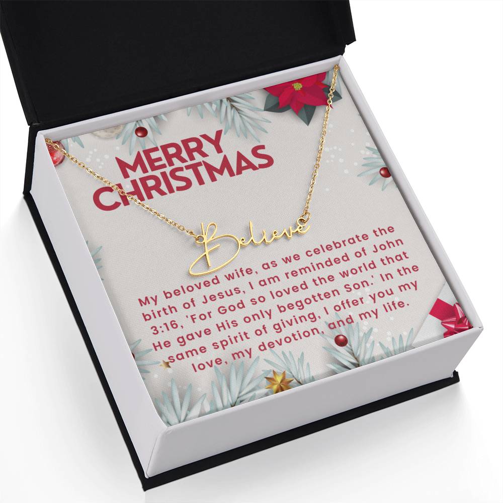 Personalised Name Necklace For Wife ~John 3:16~ (Signature Font)
