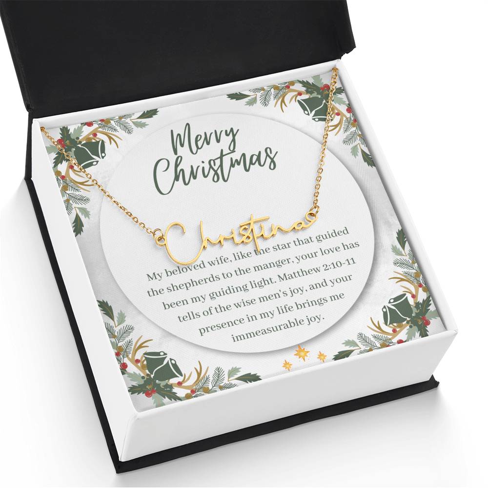Personalised Name Necklace For Wife ~Matthew 2:10-11~ (Signature Font)