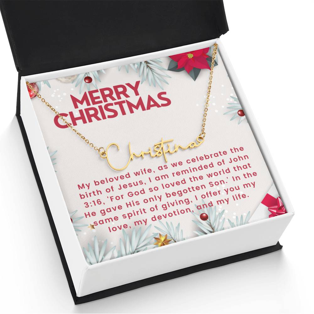 Personalised Name Necklace For Wife ~John 3:16~ (Signature Font)