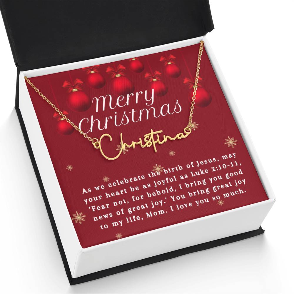 Personalised Name Necklace For Mom ~Luke 2:10-11~ (Signature Font)