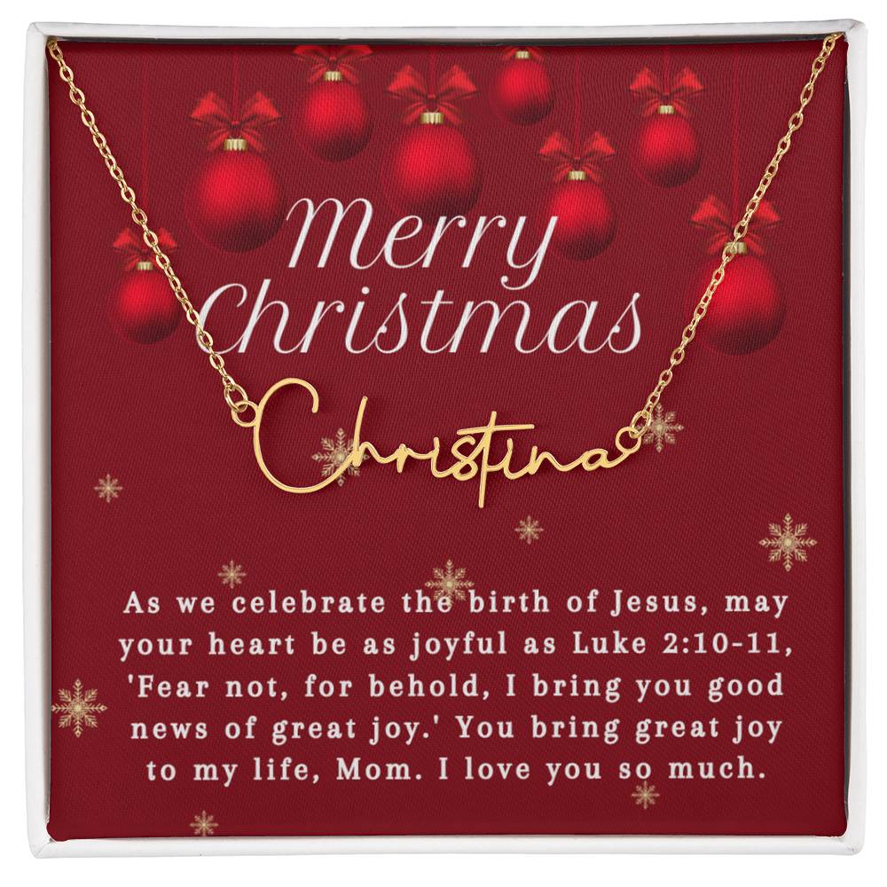 Personalised Name Necklace For Mom ~Luke 2:10-11~ (Signature Font)