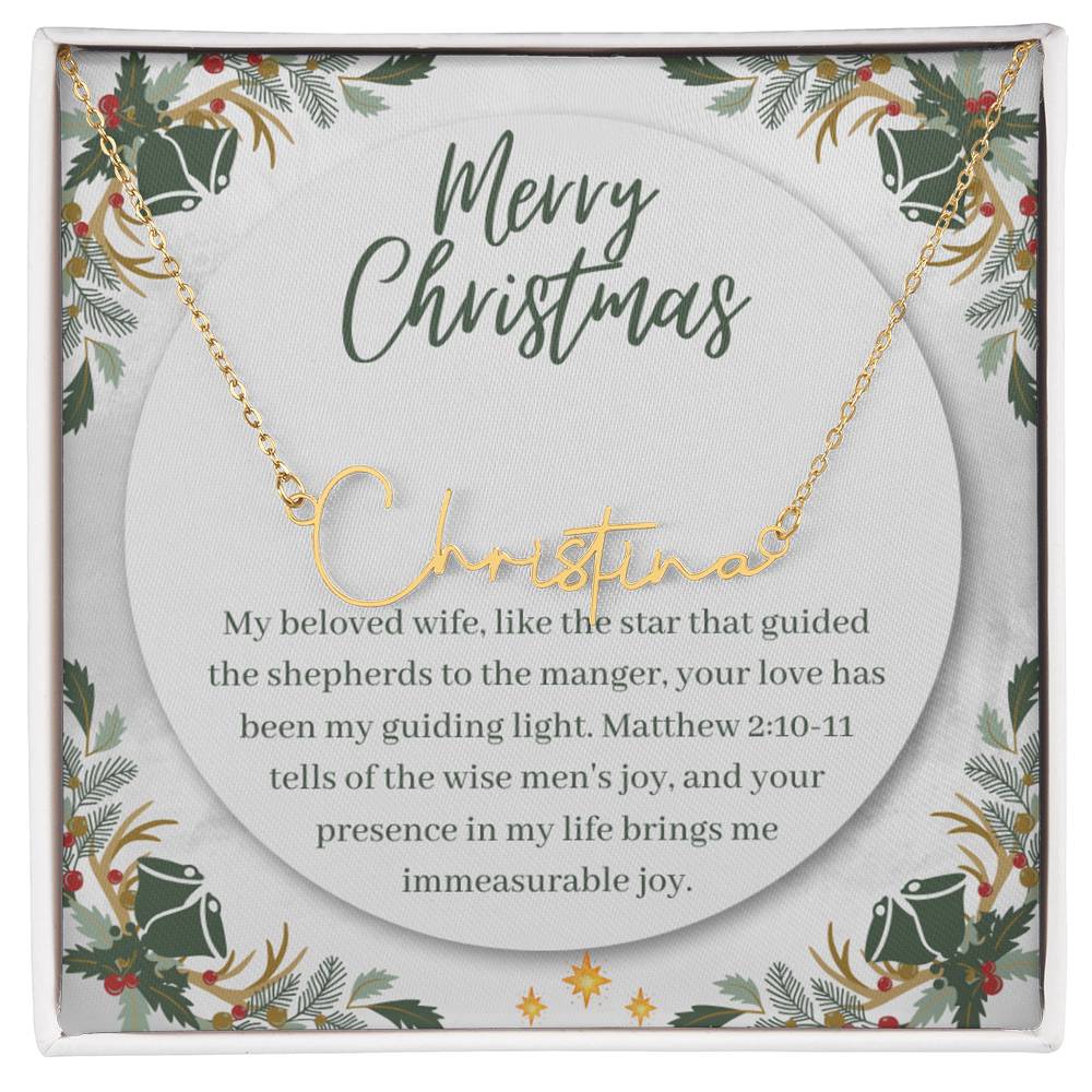 Personalised Name Necklace For Wife ~Matthew 2:10-11~ (Signature Font)