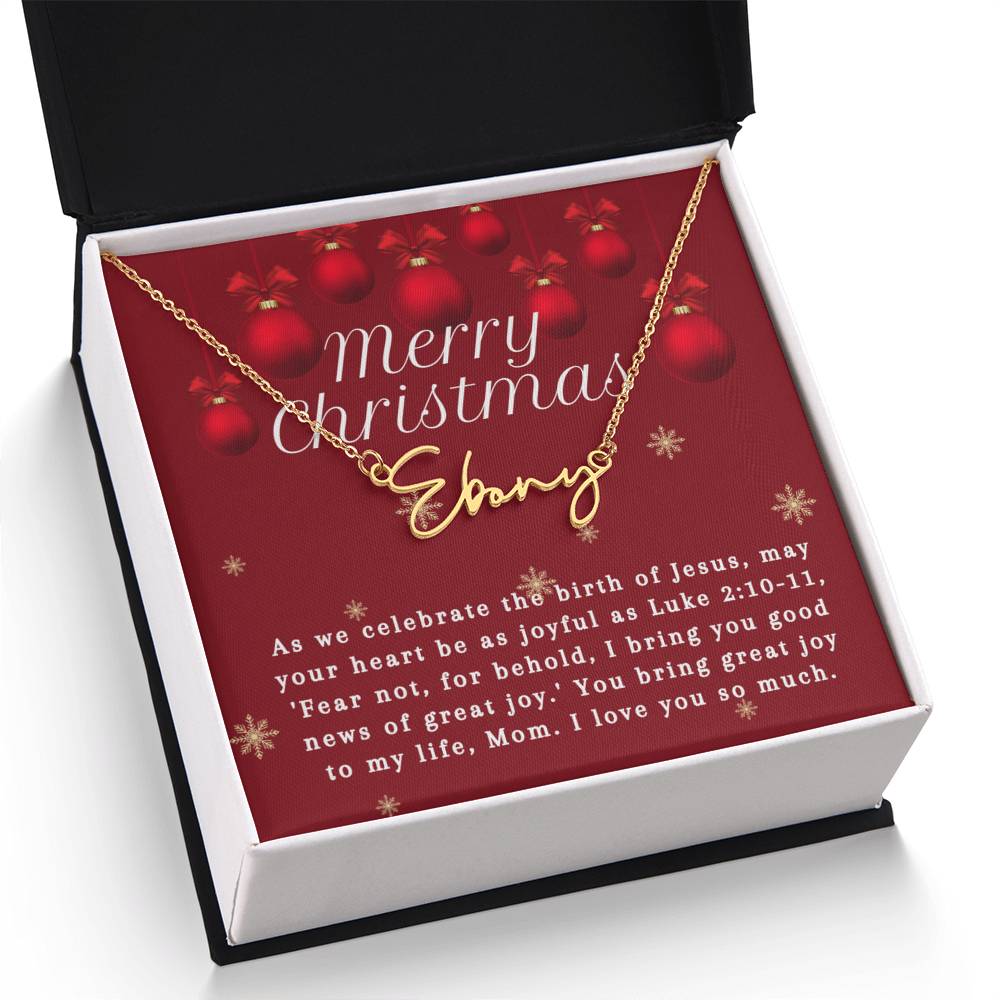Personalised Name Necklace For Mom ~Luke 2:10-11~ (Signature Font)