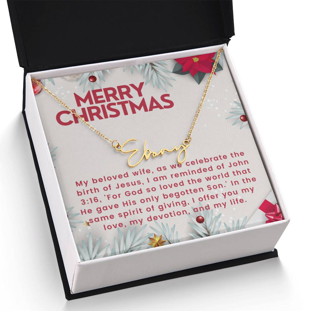 Personalised Name Necklace For Wife ~John 3:16~ (Signature Font)