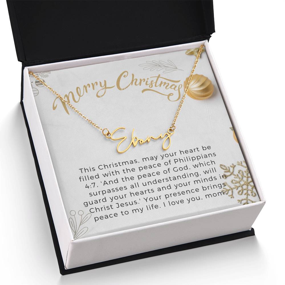 Personalised Name Necklace For Mom ~Philippians 4:7~ (Signature Font)