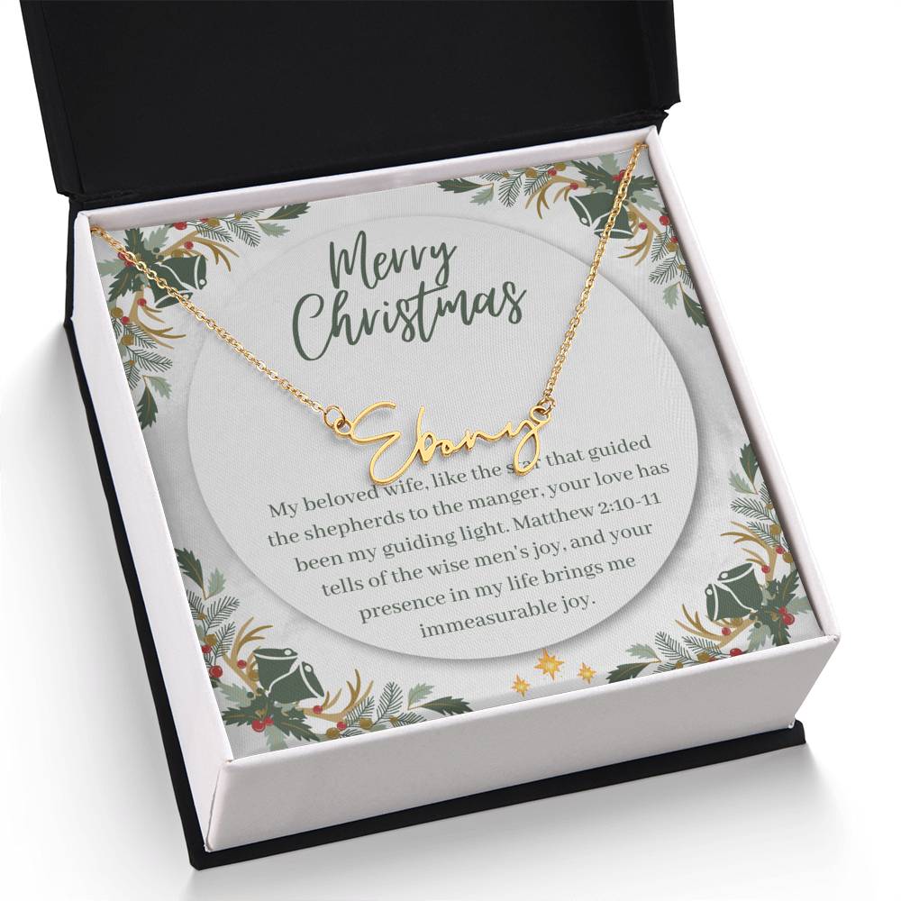 Personalised Name Necklace For Wife ~Matthew 2:10-11~ (Signature Font)