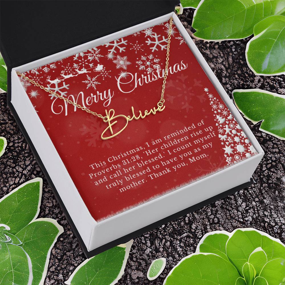 Personalised Name Necklace For Mom ~Proverbs 31:28~ (Signature Font)