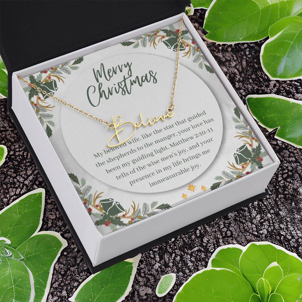 Personalised Name Necklace For Wife ~Matthew 2:10-11~ (Signature Font)