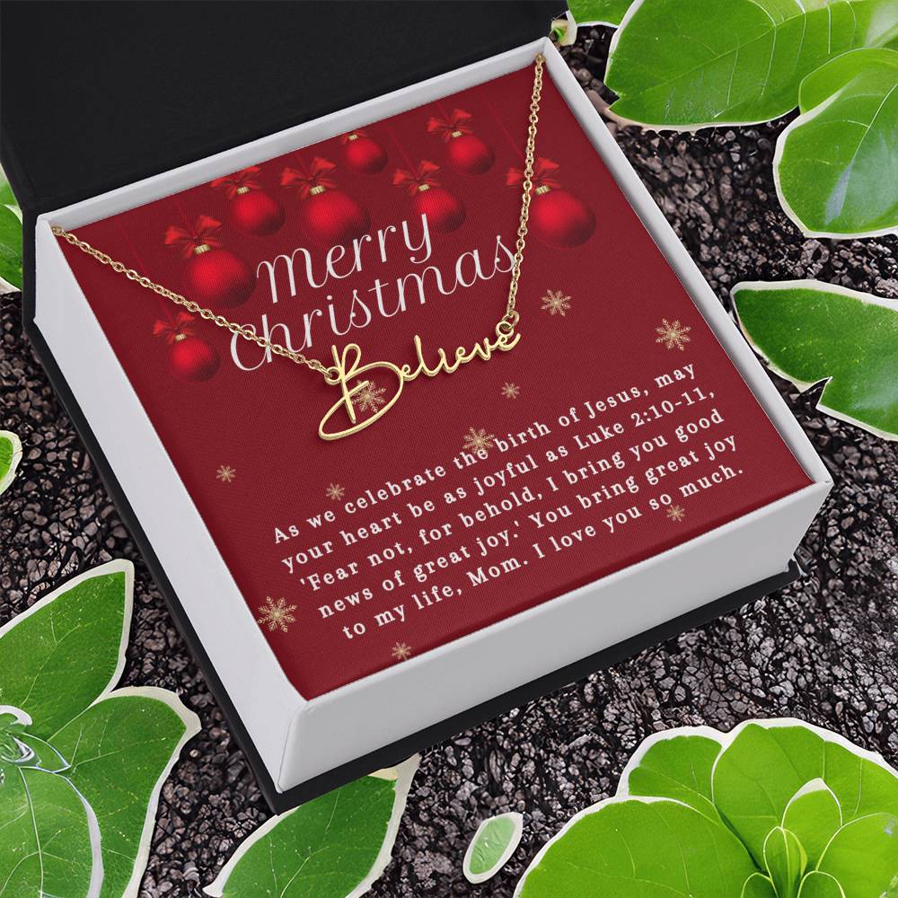 Personalised Name Necklace For Mom ~Luke 2:10-11~ (Signature Font)