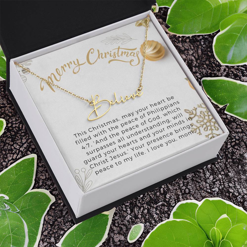 Personalised Name Necklace For Mom ~Philippians 4:7~ (Signature Font)