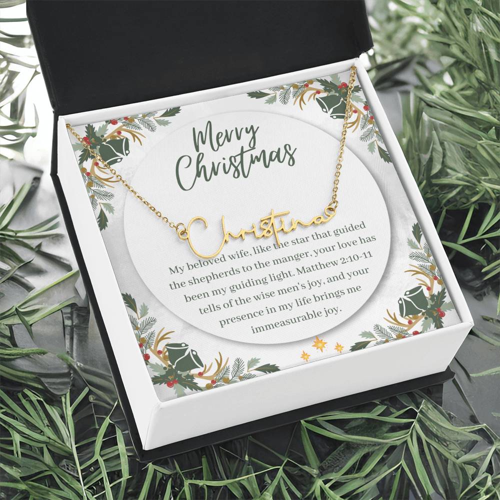 Personalised Name Necklace For Wife ~Matthew 2:10-11~ (Signature Font)