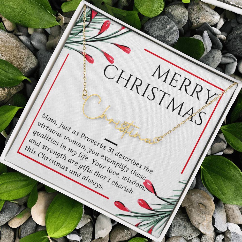 Personalised Name Necklace For Mom ~Proverbs 31~ (Signature Font)
