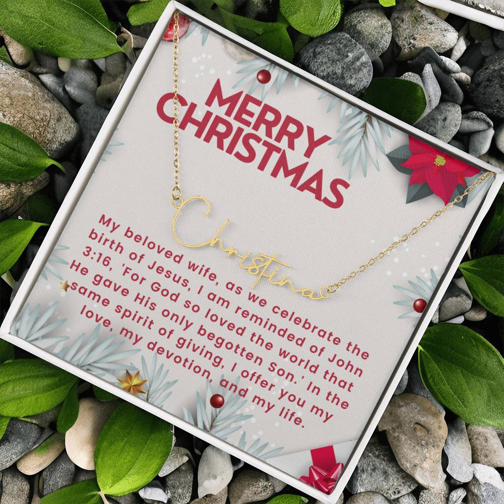 Personalised Name Necklace For Wife ~John 3:16~ (Signature Font)