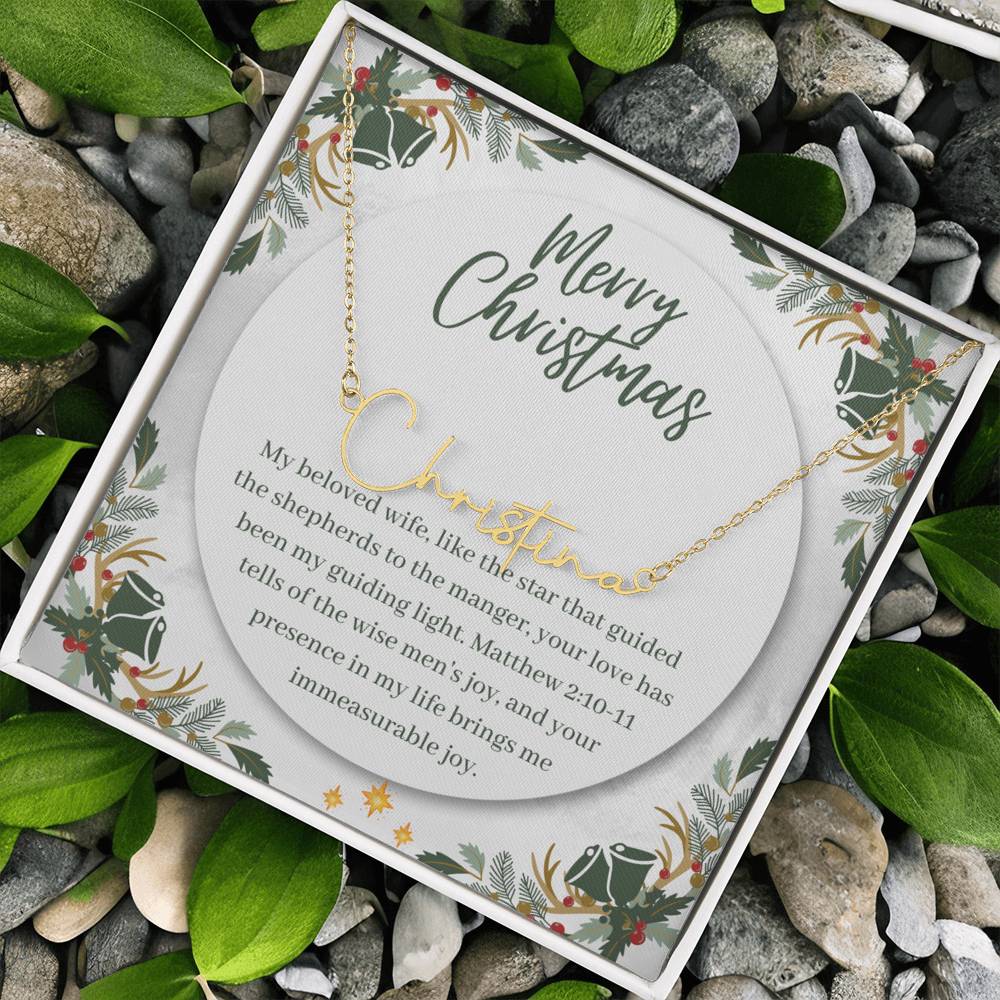 Personalised Name Necklace For Wife ~Matthew 2:10-11~ (Signature Font)