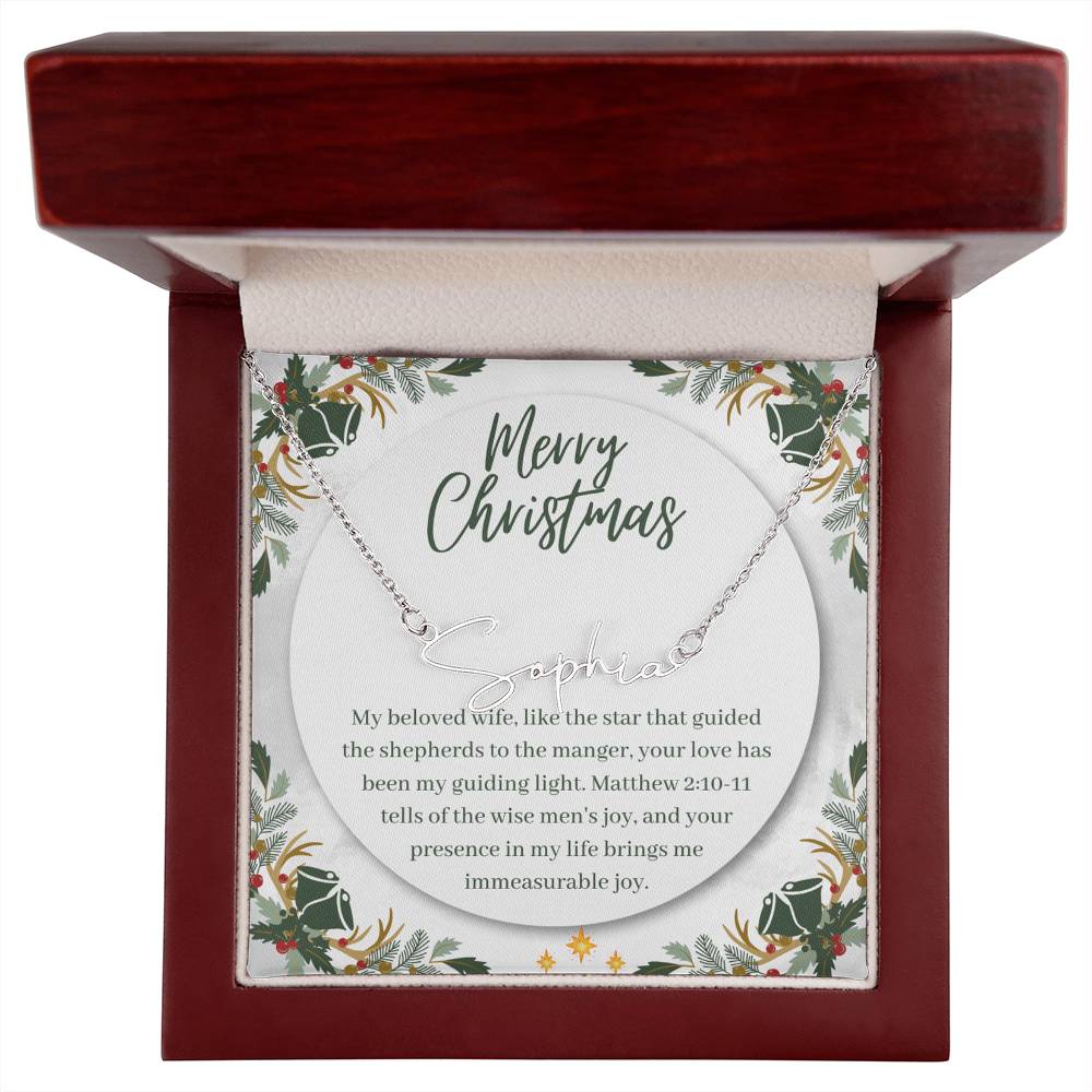 Personalised Name Necklace For Wife ~Matthew 2:10-11~ (Signature Font)