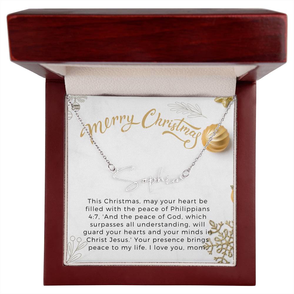 Personalised Name Necklace For Mom ~Philippians 4:7~ (Signature Font)