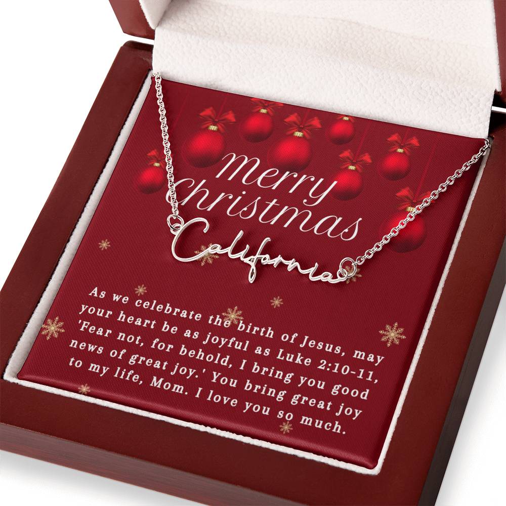 Personalised Name Necklace For Mom ~Luke 2:10-11~ (Signature Font)