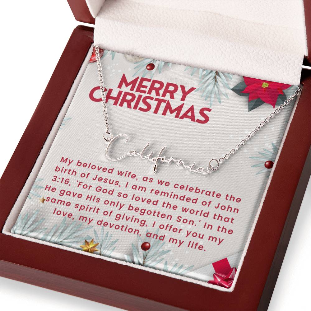 Personalised Name Necklace For Wife ~John 3:16~ (Signature Font)