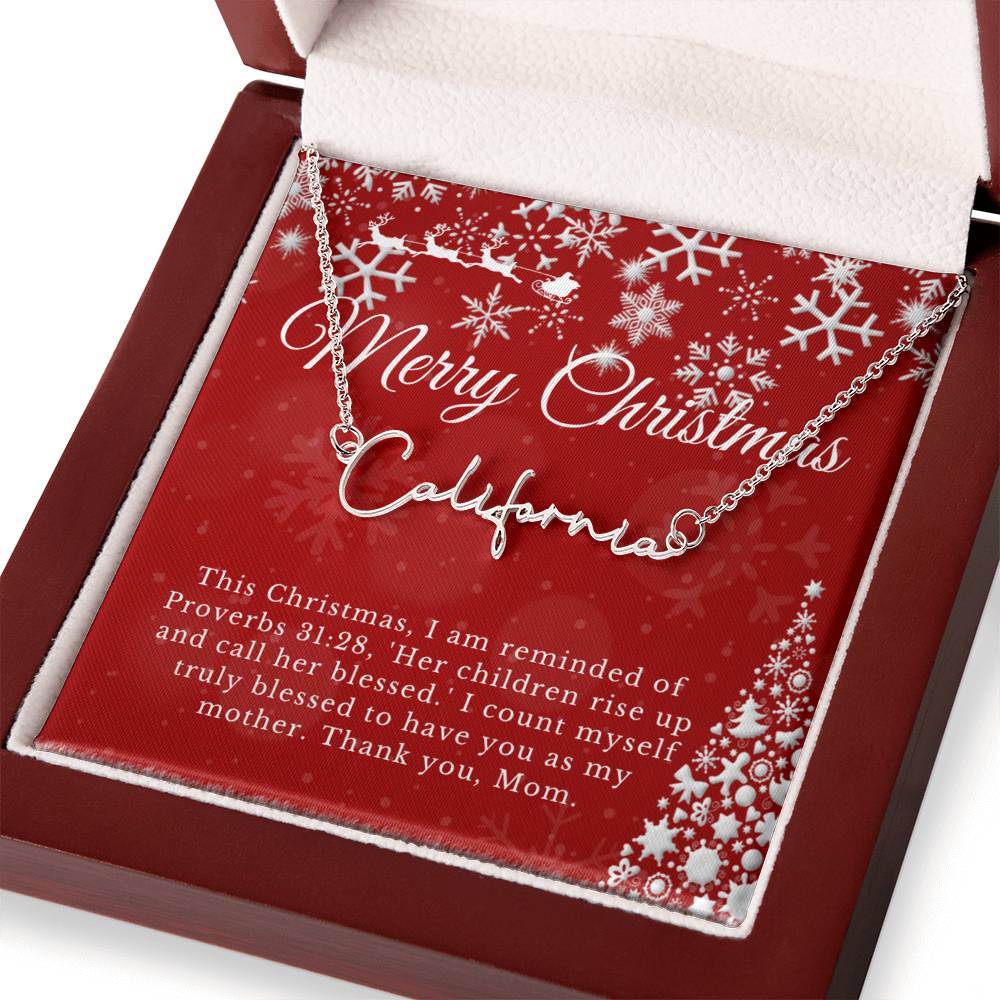 Personalised Name Necklace For Mom ~Proverbs 31:28~ (Signature Font)