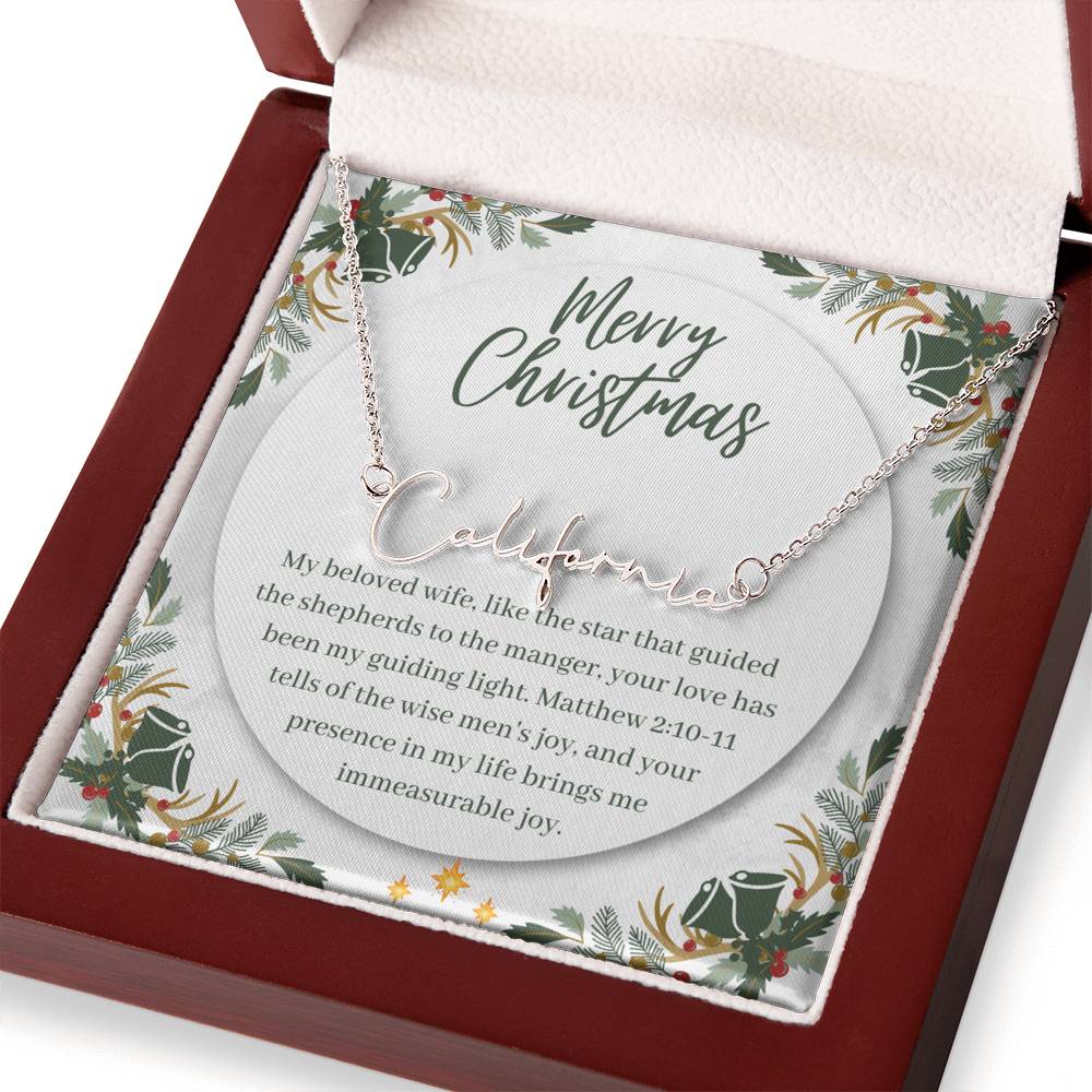 Personalised Name Necklace For Wife ~Matthew 2:10-11~ (Signature Font)