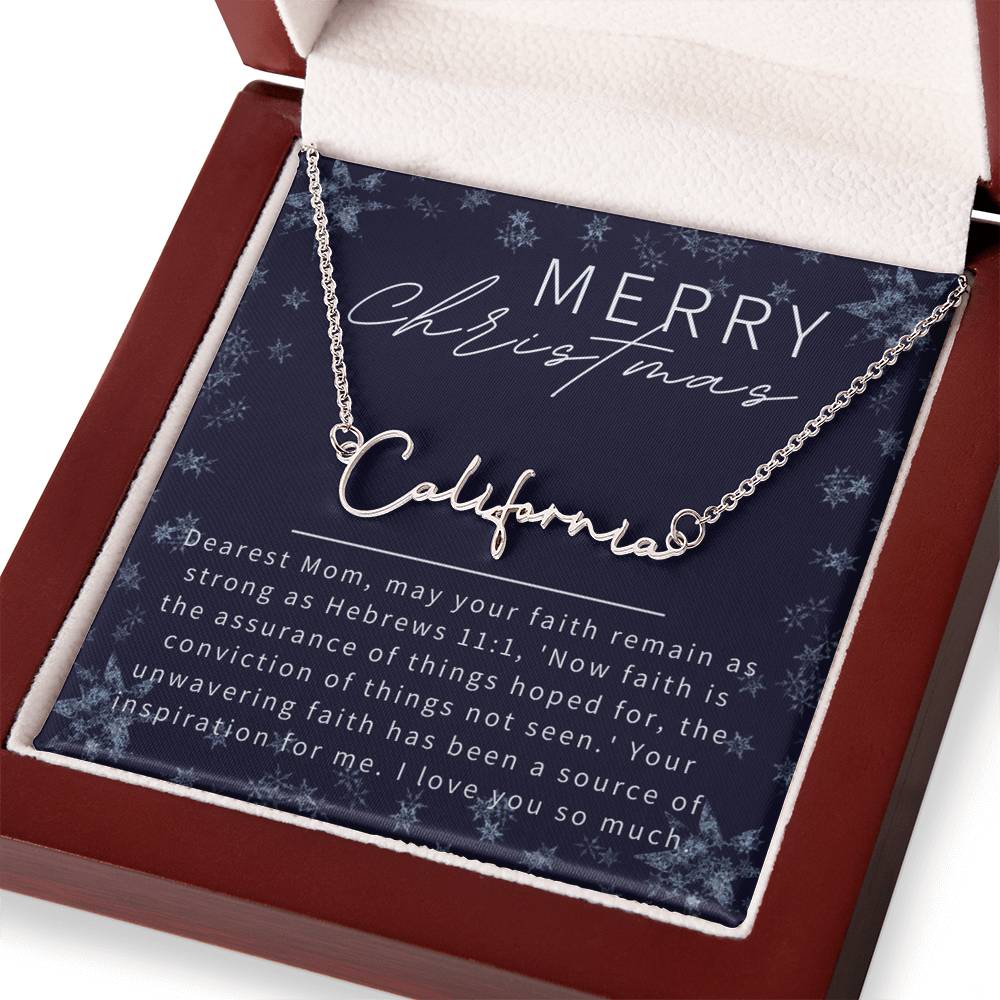 Personalised Name Necklace For Mom ~Hebrews 11:1~ (Signature Font)