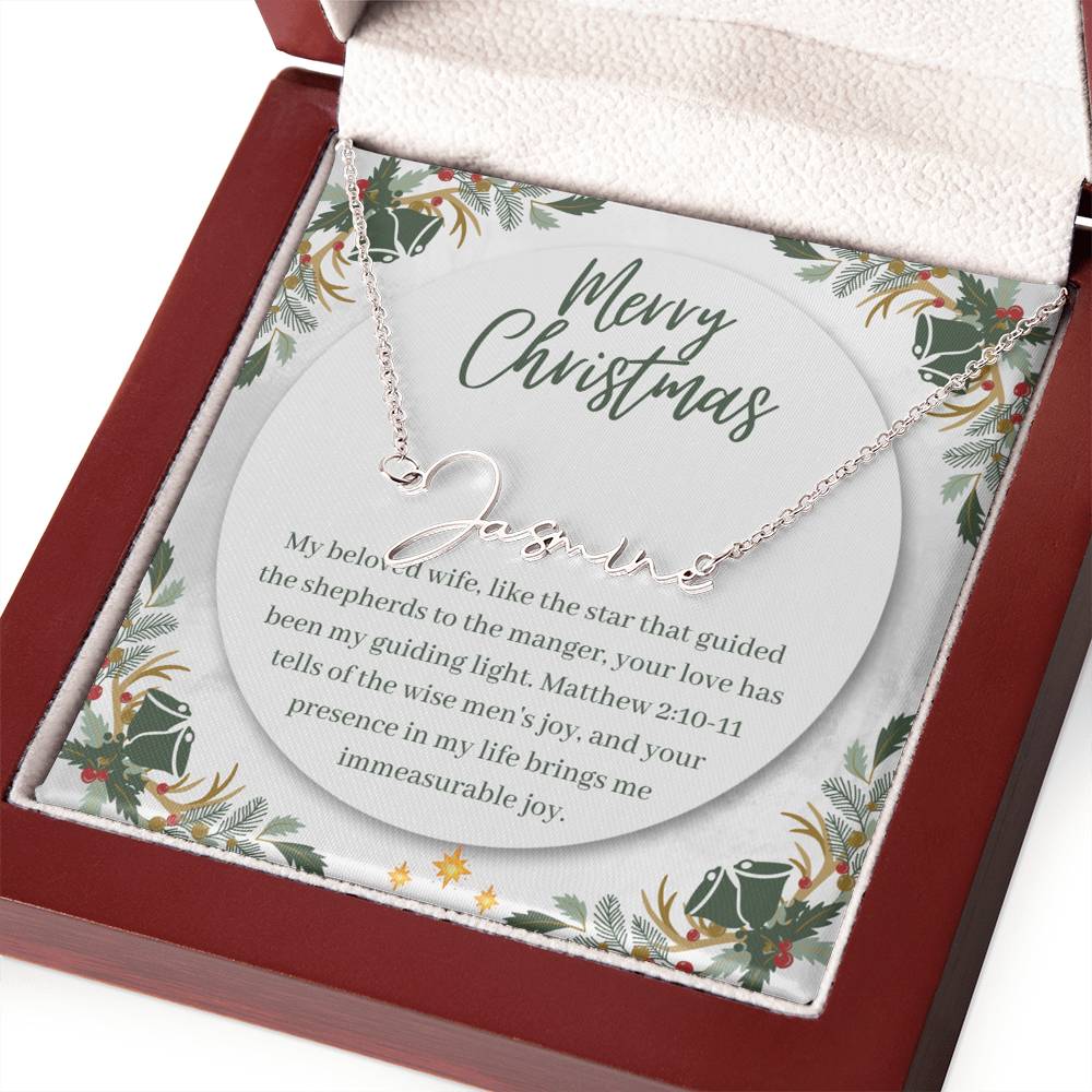 Personalised Name Necklace For Wife ~Matthew 2:10-11~ (Signature Font)