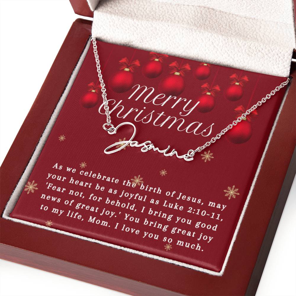 Personalised Name Necklace For Mom ~Luke 2:10-11~ (Signature Font)