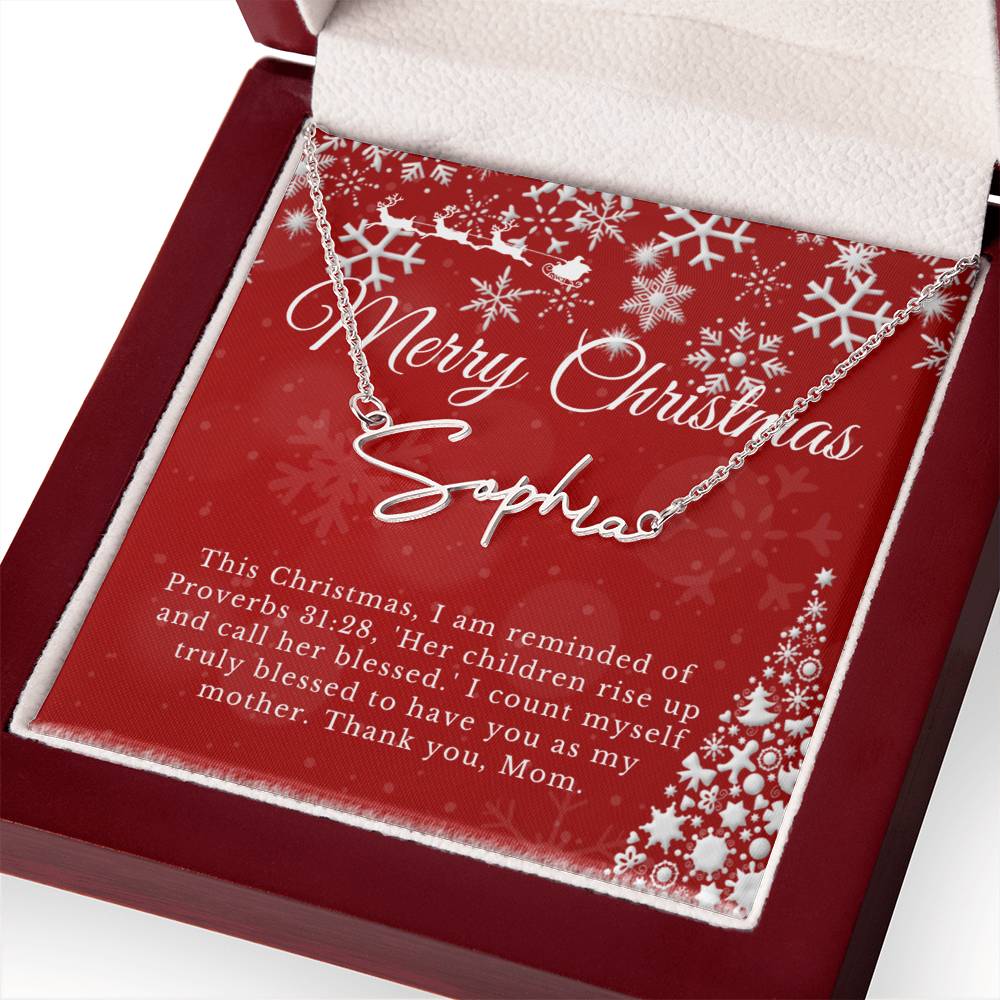 Personalised Name Necklace For Mom ~Proverbs 31:28~ (Signature Font)