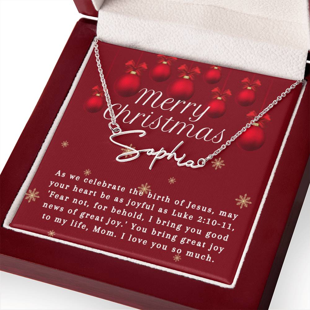 Personalised Name Necklace For Mom ~Luke 2:10-11~ (Signature Font)