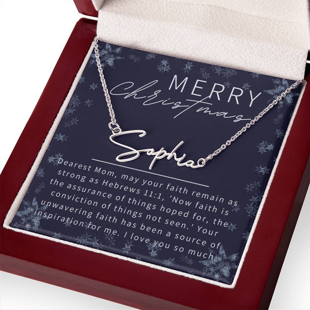 Personalised Name Necklace For Mom ~Hebrews 11:1~ (Signature Font)