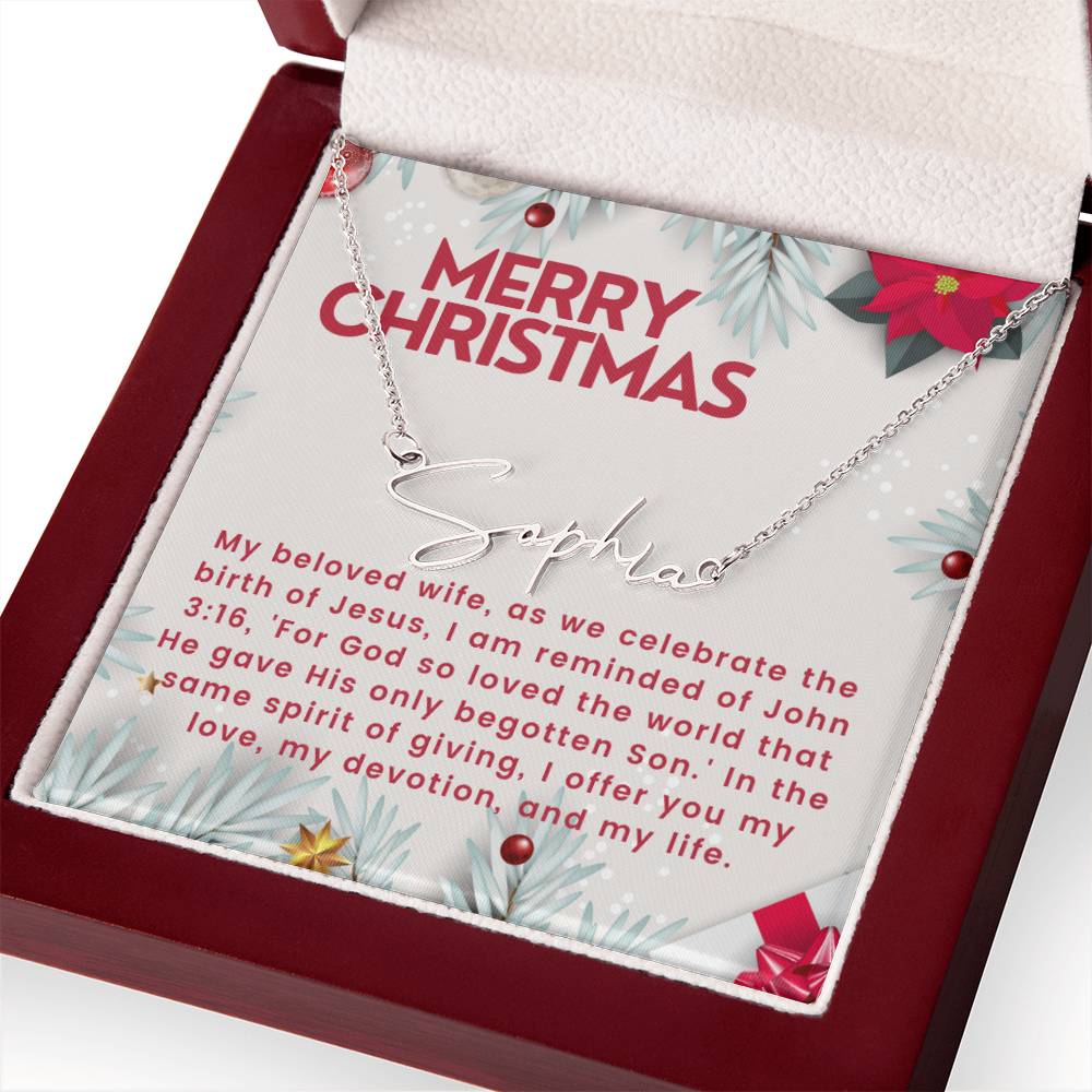 Personalised Name Necklace For Wife ~John 3:16~ (Signature Font)