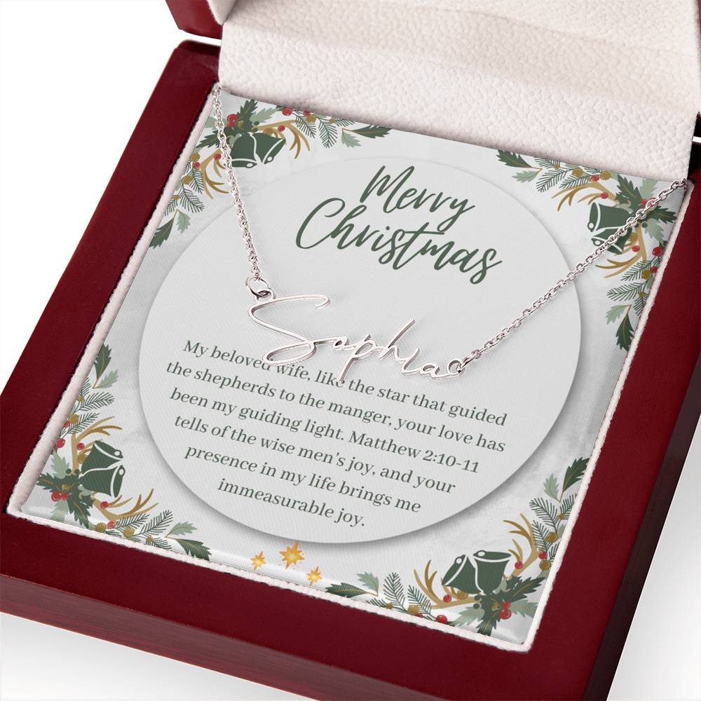 Personalised Name Necklace For Wife ~Matthew 2:10-11~ (Signature Font)