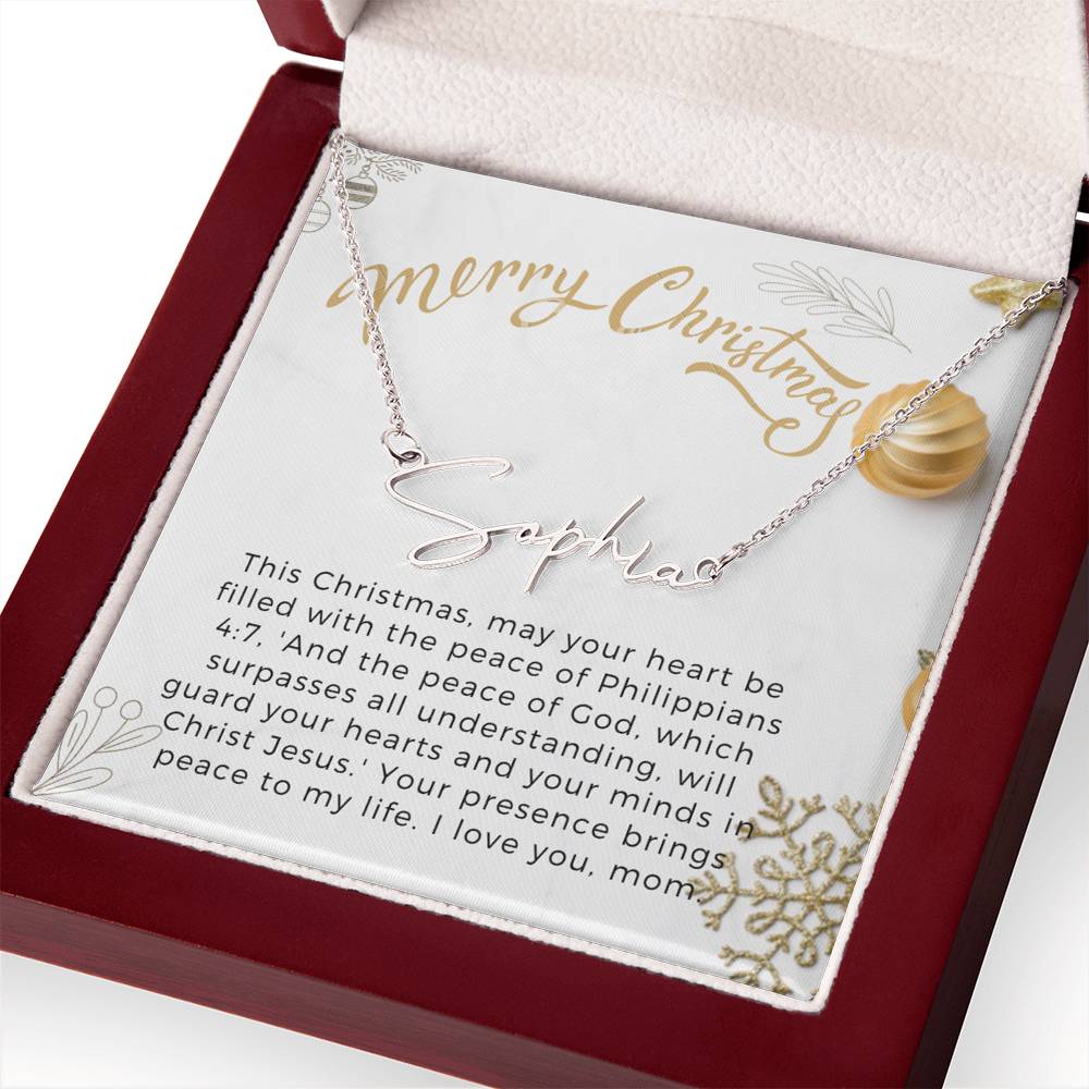 Personalised Name Necklace For Mom ~Philippians 4:7~ (Signature Font)