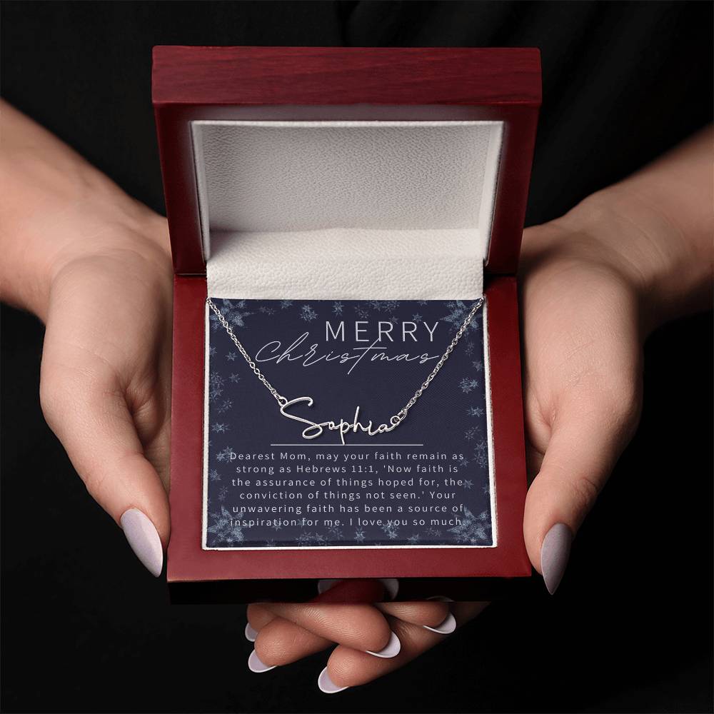 Personalised Name Necklace For Mom ~Hebrews 11:1~ (Signature Font)