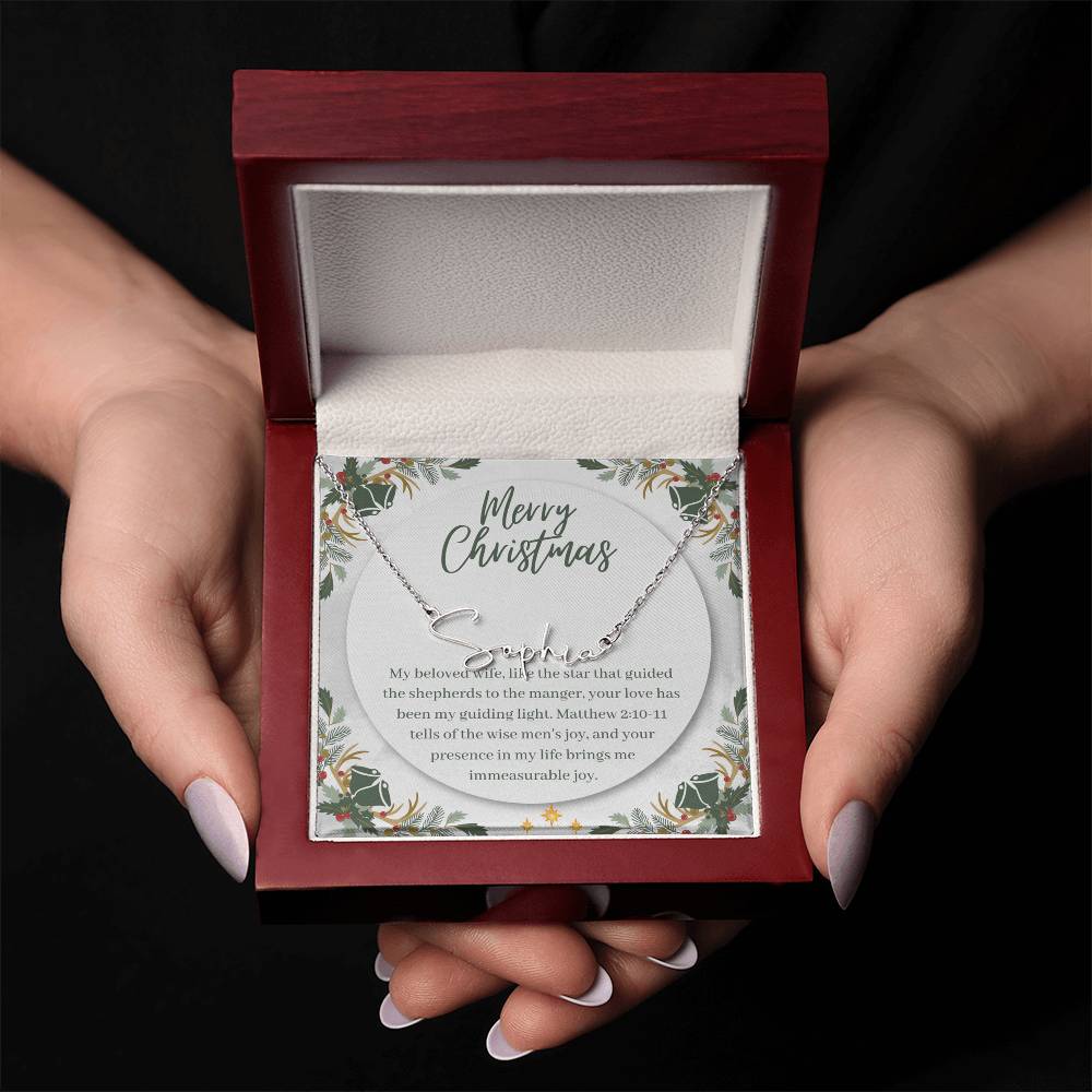 Personalised Name Necklace For Wife ~Matthew 2:10-11~ (Signature Font)