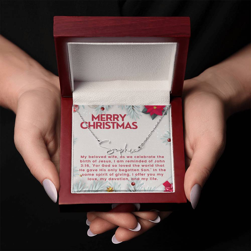 Personalised Name Necklace For Wife ~John 3:16~ (Signature Font)