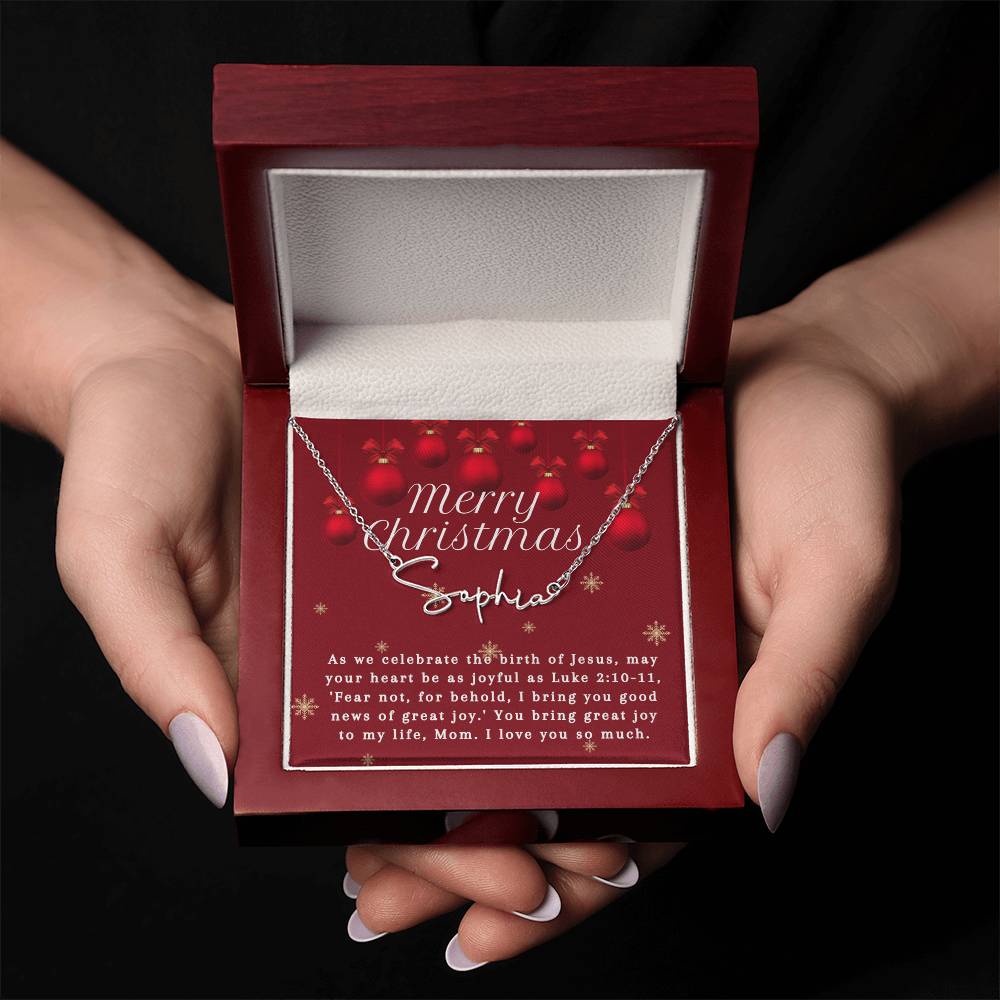 Personalised Name Necklace For Mom ~Luke 2:10-11~ (Signature Font)