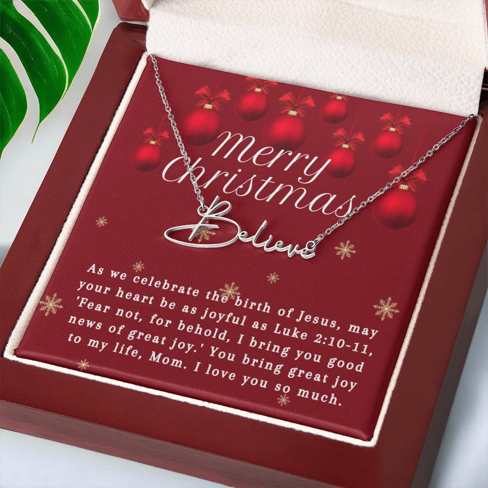 Personalised Name Necklace For Mom ~Luke 2:10-11~ (Signature Font)