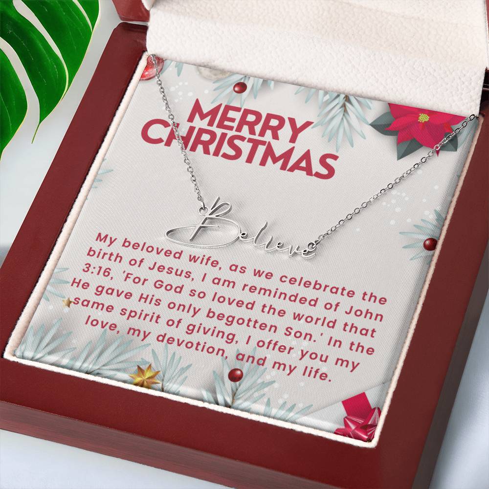 Personalised Name Necklace For Wife ~John 3:16~ (Signature Font)