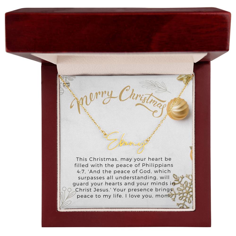 Personalised Name Necklace For Mom ~Philippians 4:7~ (Signature Font)