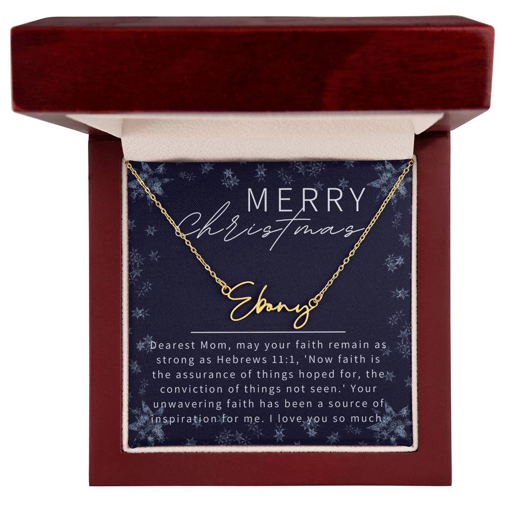 Personalised Name Necklace For Mom ~Hebrews 11:1~ (Signature Font)