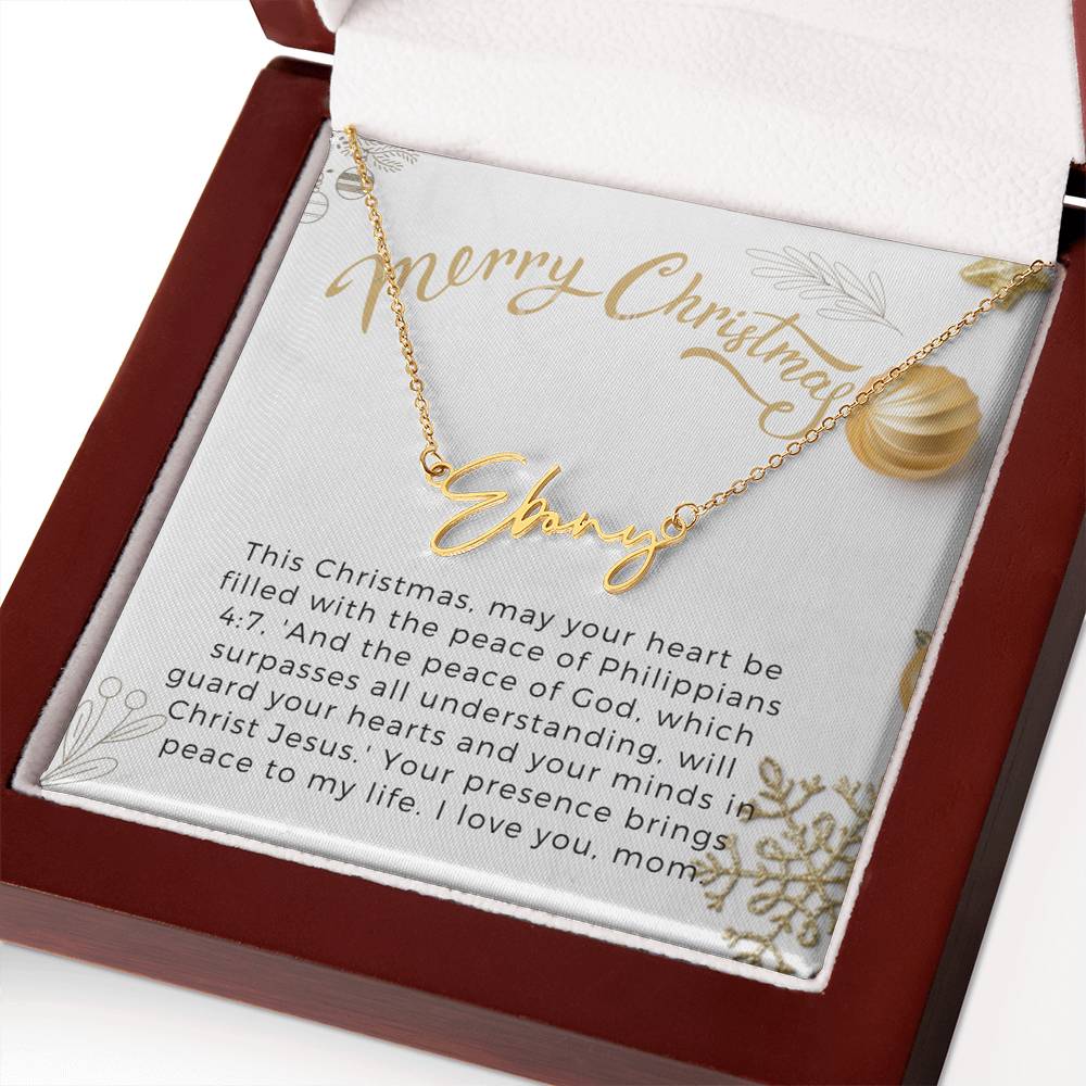 Personalised Name Necklace For Mom ~Philippians 4:7~ (Signature Font)